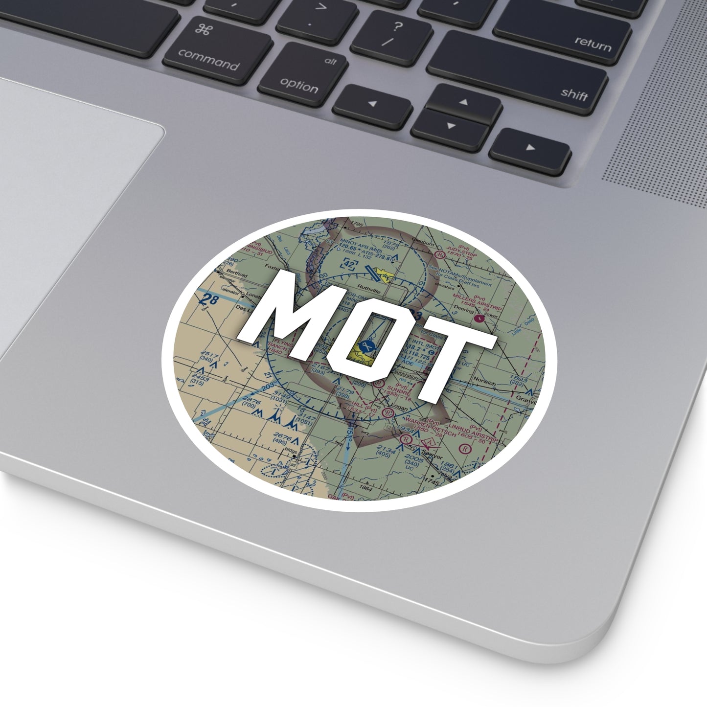 MOT Round Sticker | Minot International Airport Sticker