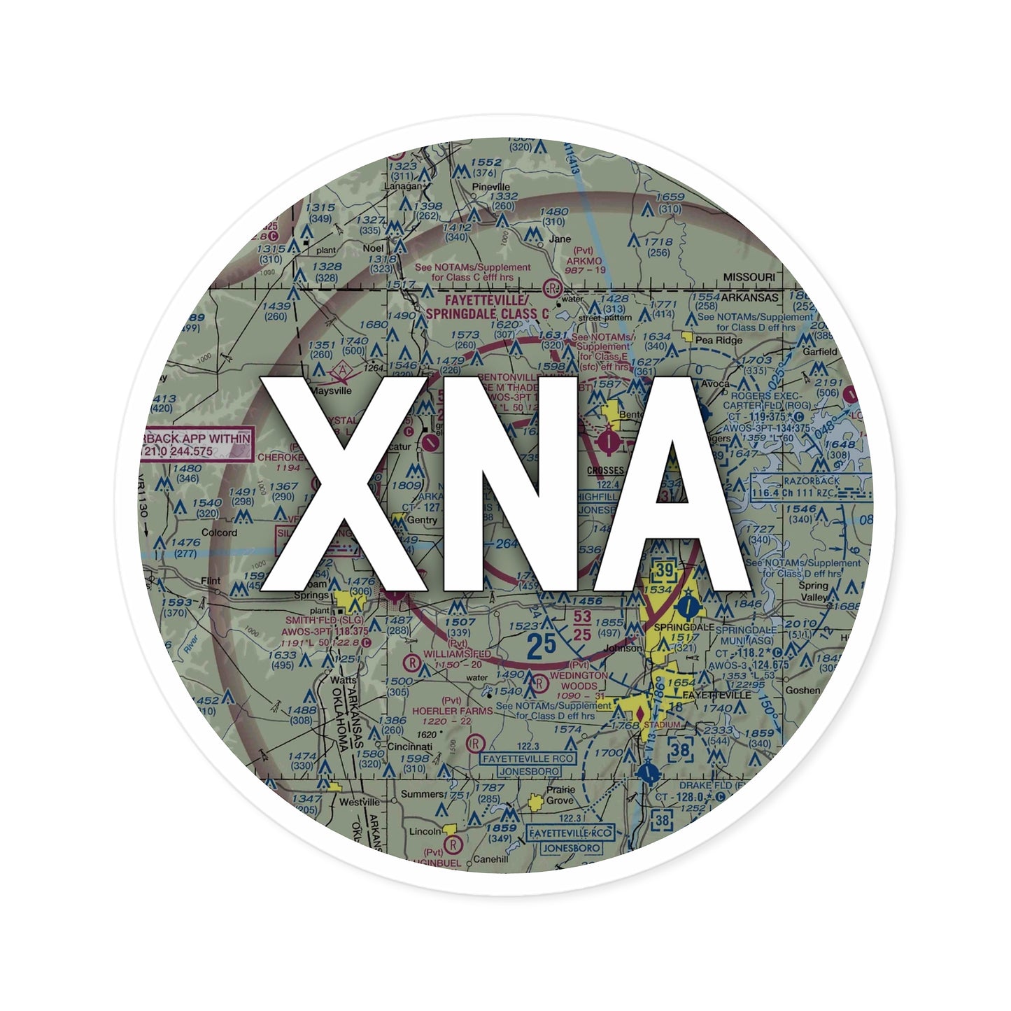 XNA Round Sticker | Northwest Arkansas National Airport Sticker