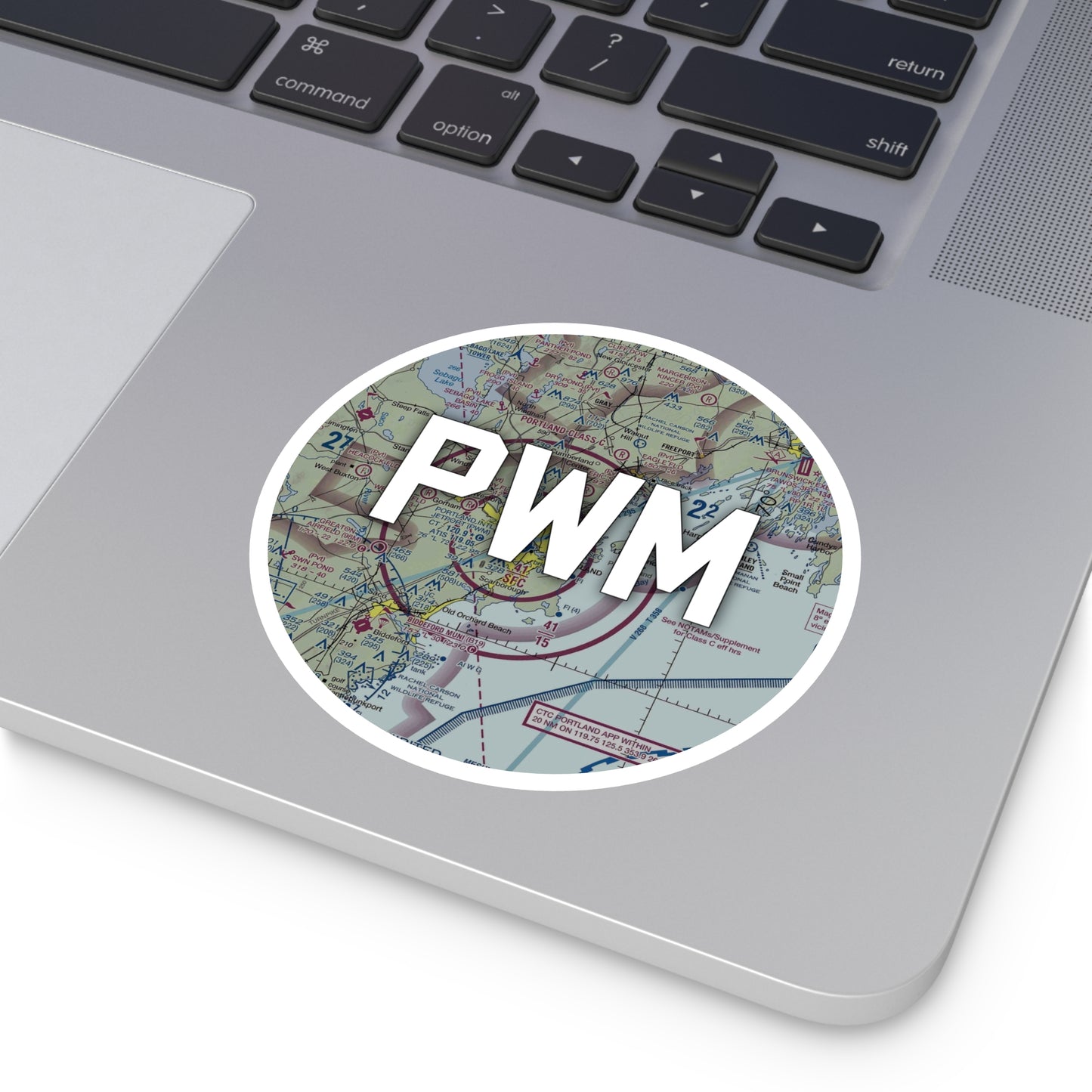 PWM Round Sticker | Portland International Jetport Airport Sticker