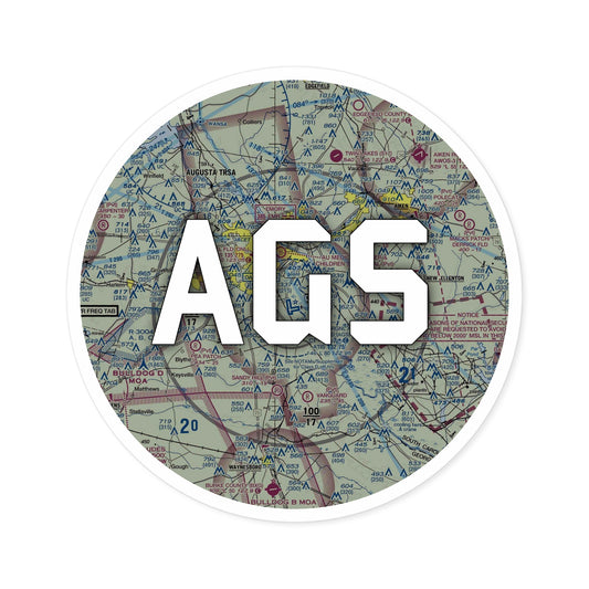 AGS Round Sticker | Augusta Regional At Bush Field Airport Sticker