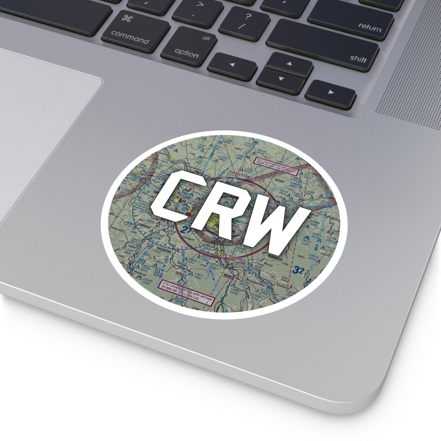 CRW Round Sticker | West Virginia International Yeager Airport Sticker