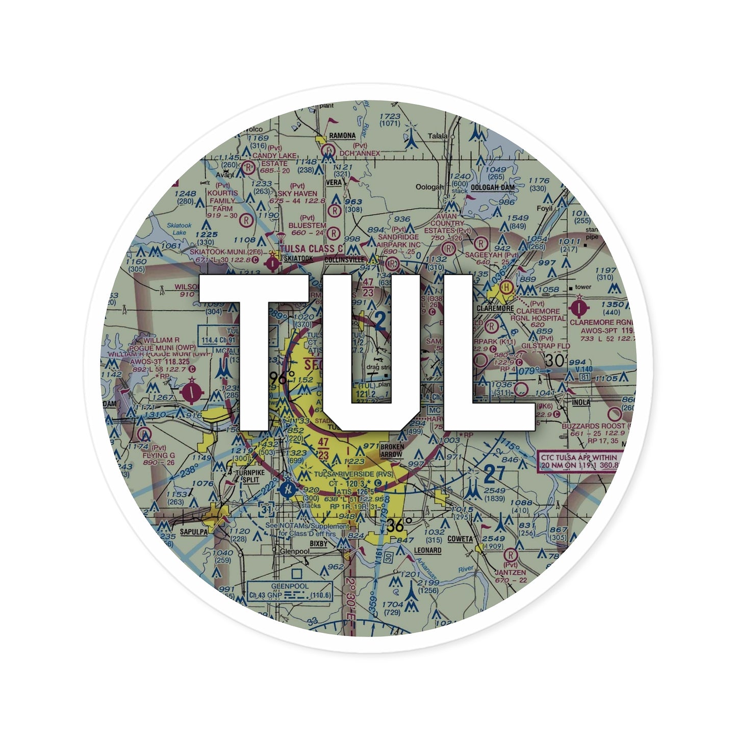 TUL Round Sticker | Tulsa International Airport Sticker