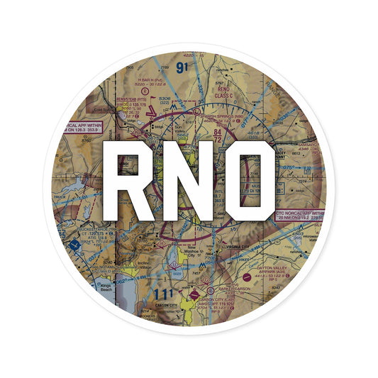 RNO Round Sticker | Reno/Tahoe International Airport Sticker