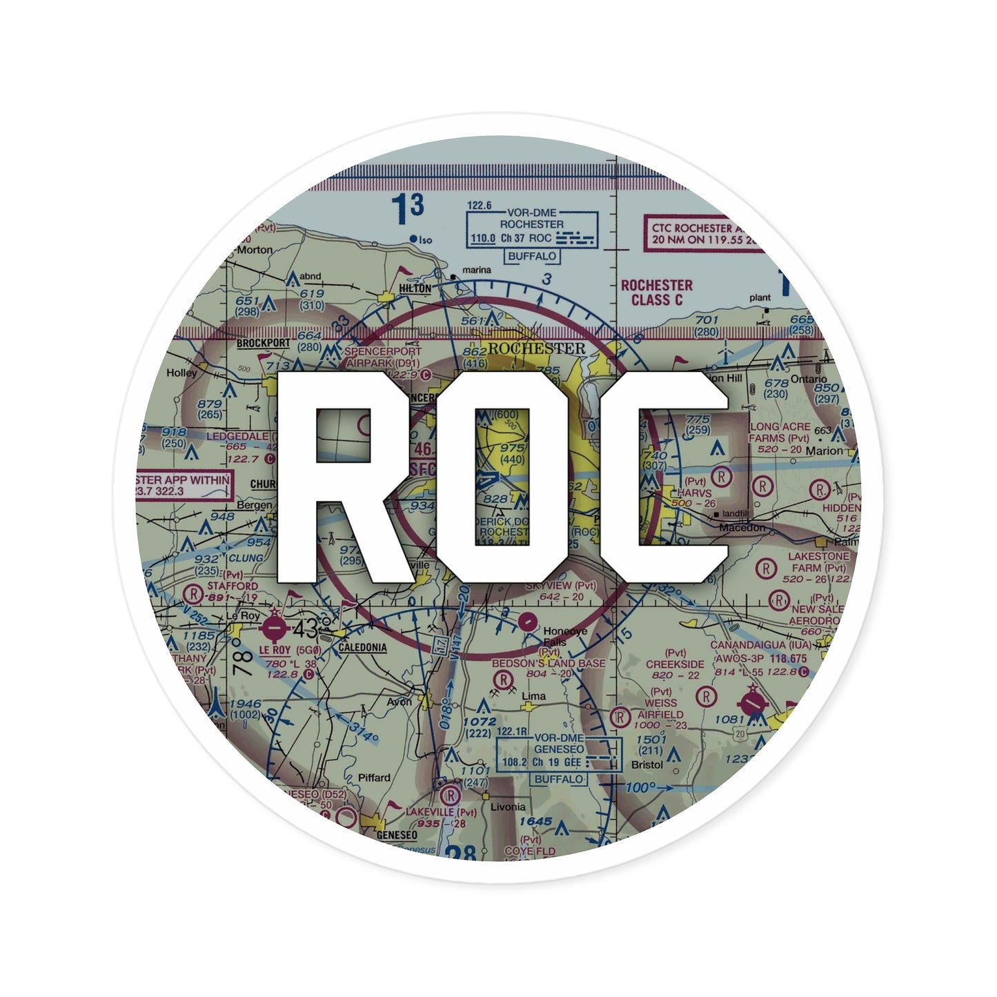 ROC Round Sticker | Frederick Douglass/Greater Rochester International Airport Sticker