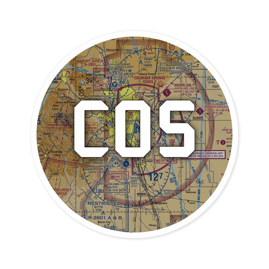 COS Round Sticker | City of Colorado Springs Municipal Airport Sticker