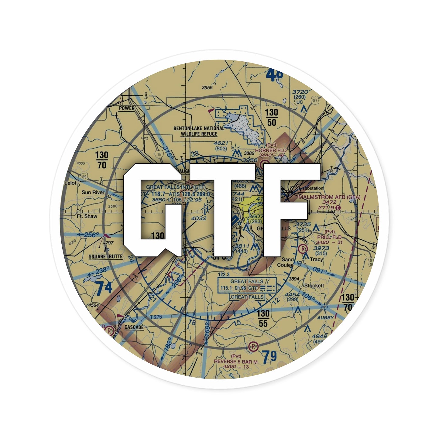 GTF Round Sticker | Great Falls International Airport Sticker