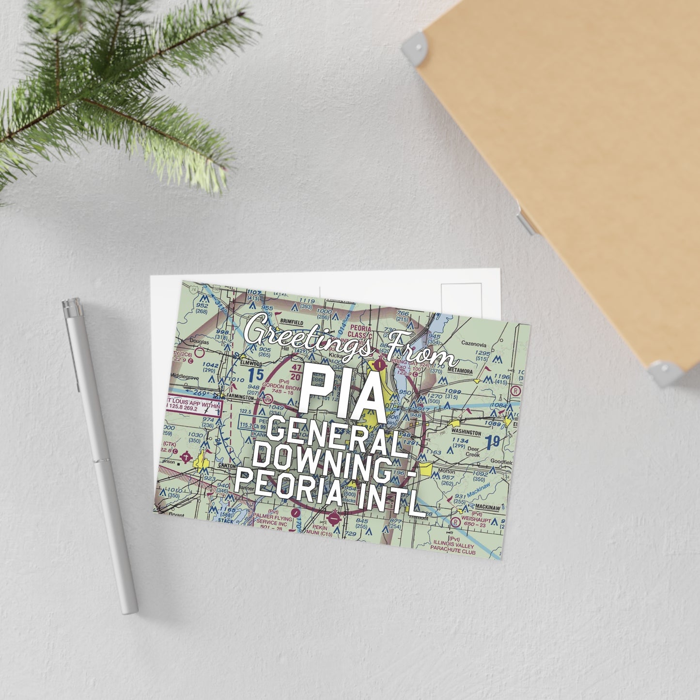 PIA Postcard | General Downing - Peoria International Airport Card