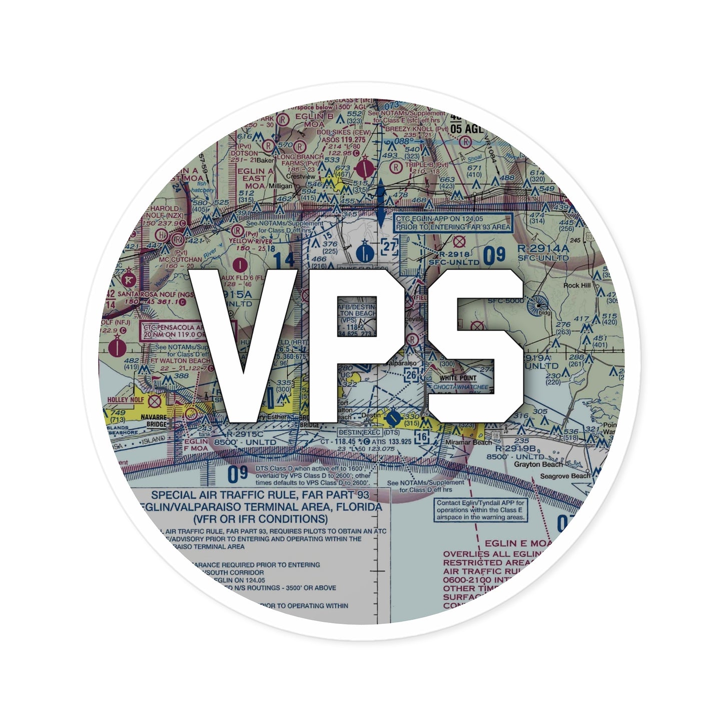 VPS Round Sticker | Eglin AFB/Destin-Ft Walton Beach Airport Sticker