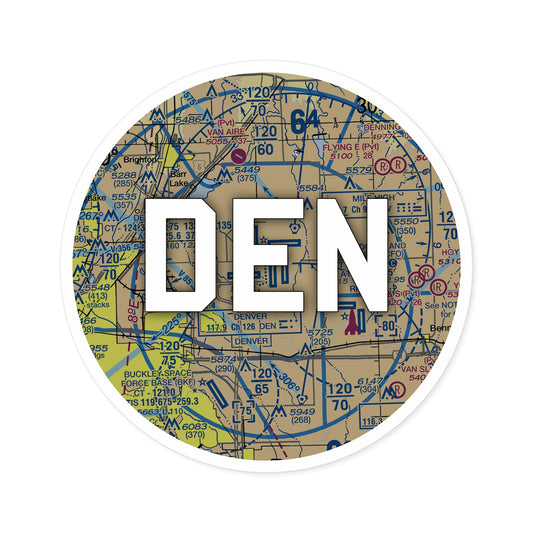 DEN Round Sticker | Denver International Sticker