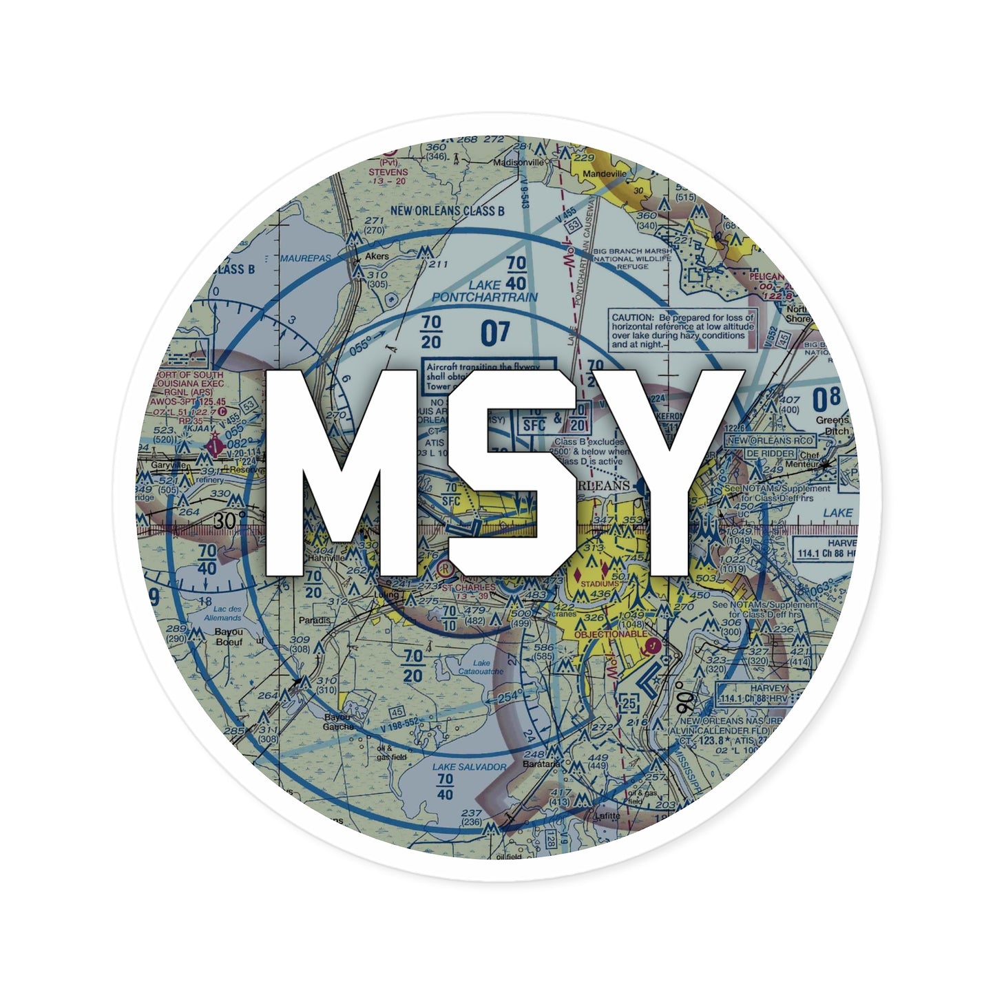 MSY Round Sticker | Louis Armstrong New Orleans International Airport Sticker