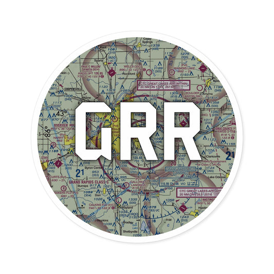 GRR Round Sticker | Gerald R Ford International Airport Sticker