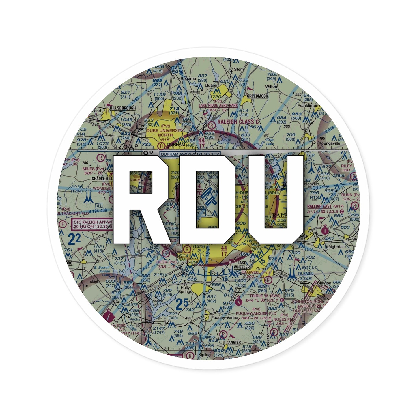 RDU Round Sticker | Raleigh-Durham International Airport Sticker