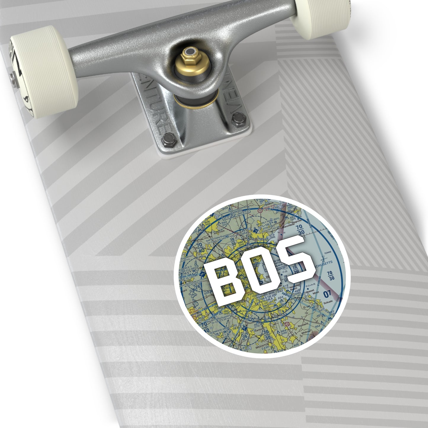 BOS Round Sticker | General Edward Lawrence Logan International Airport Sticker