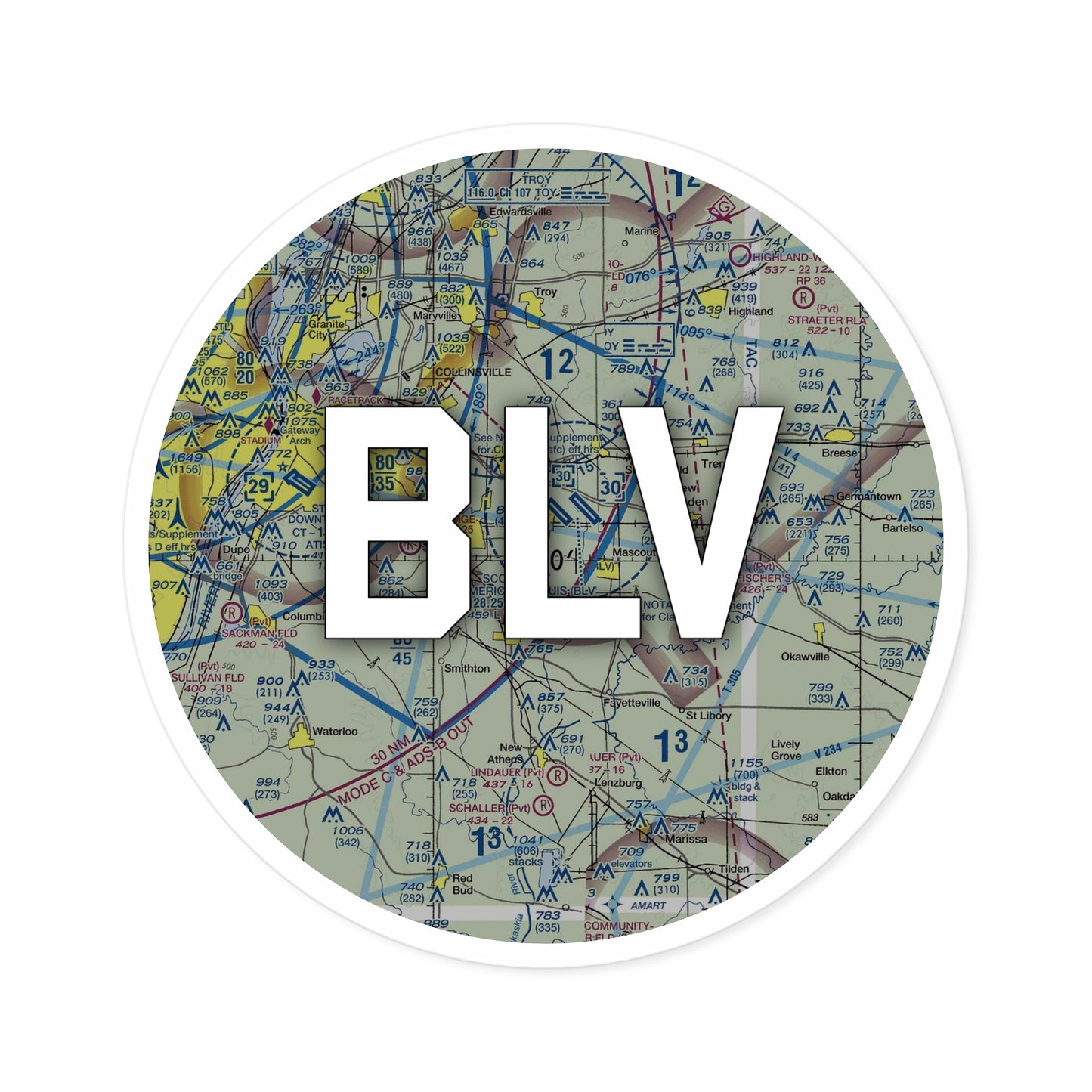 BLV Round Sticker | Scott AFB/Midamerica St Louis Airport Sticker