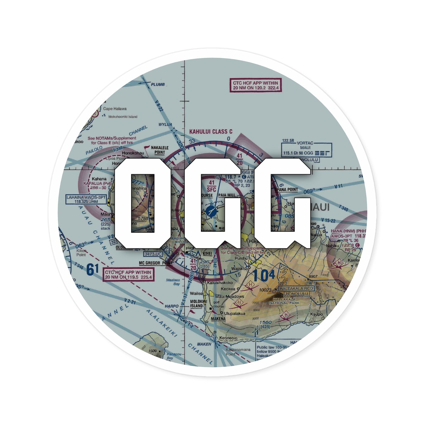 OGG Round Sticker | Kahului Airport Sticker