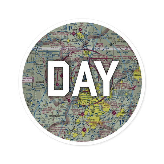 DAY Round Sticker | James M Cox Dayton International Airport Sticker