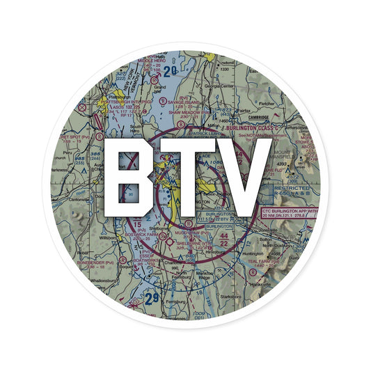 BTV Round Sticker | Patrick Leahy Burlington International Airport Sticker