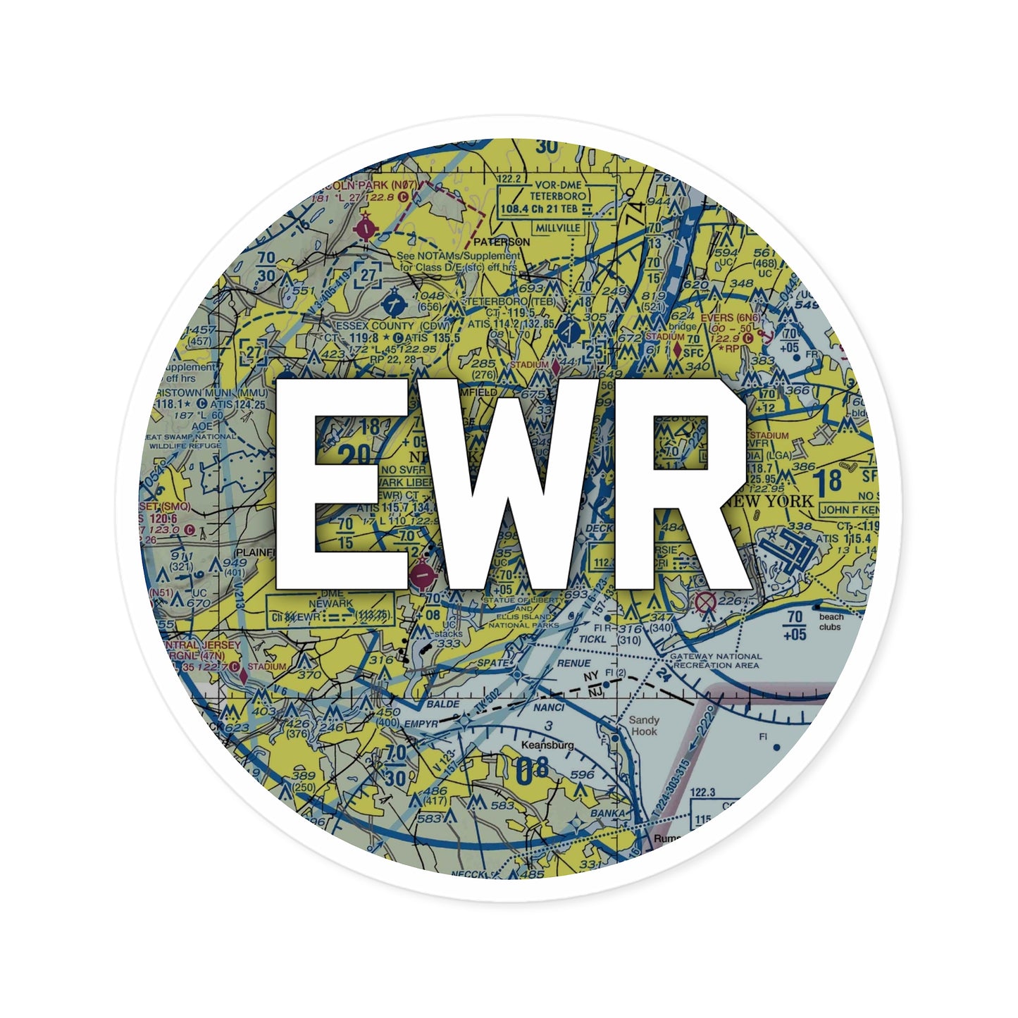 EWR Round Sticker | Newark Liberty International Airport Sticker