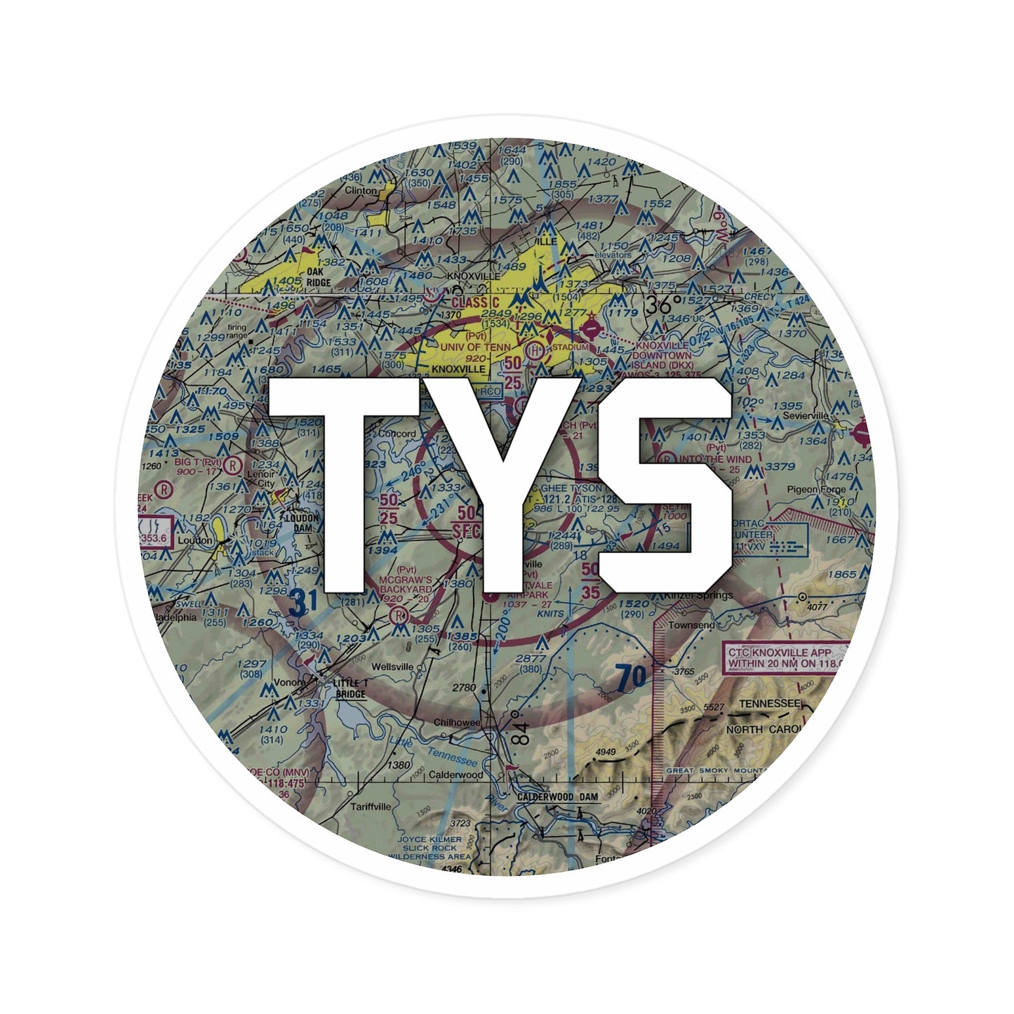 TYS Round Sticker | Mc Ghee Tyson Airport Sticker