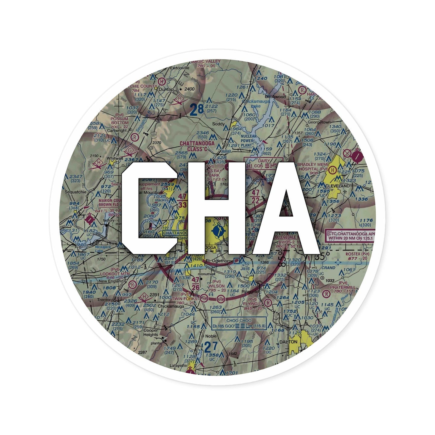 CHA Round Sticker | Lovell Field Airport Sticker