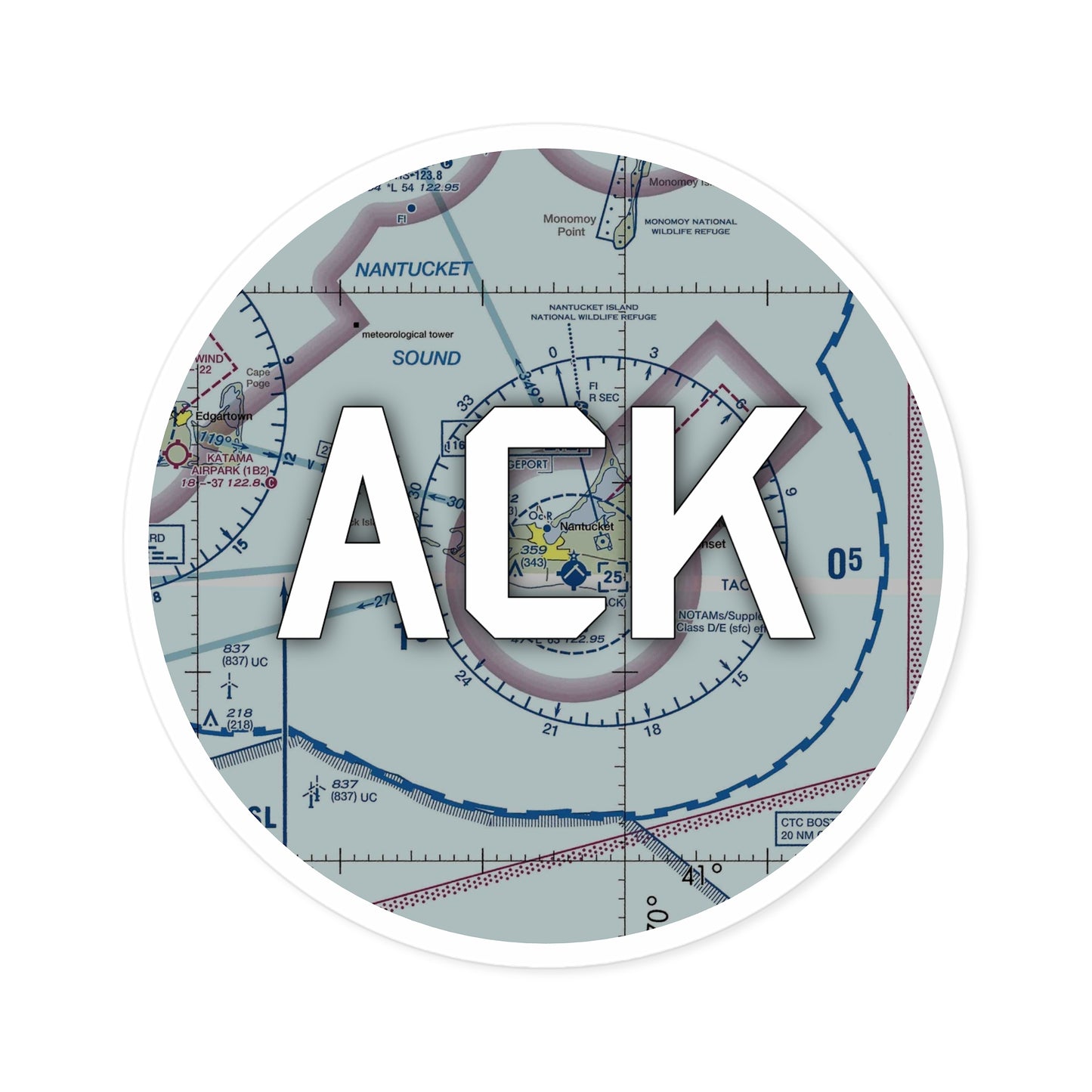 ACK Round Sticker | Nantucket Meml Airport Sticker