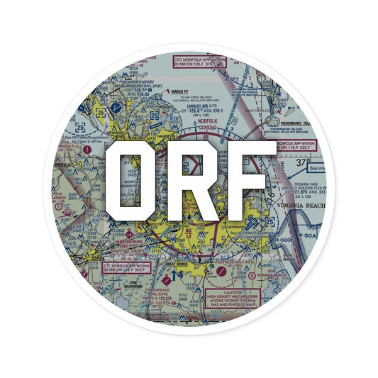 ORF Round Sticker | Norfolk International Airport Sticker