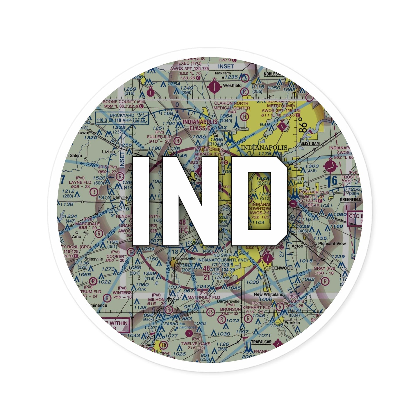 IND Round Sticker | Indianapolis International Airport Sticker