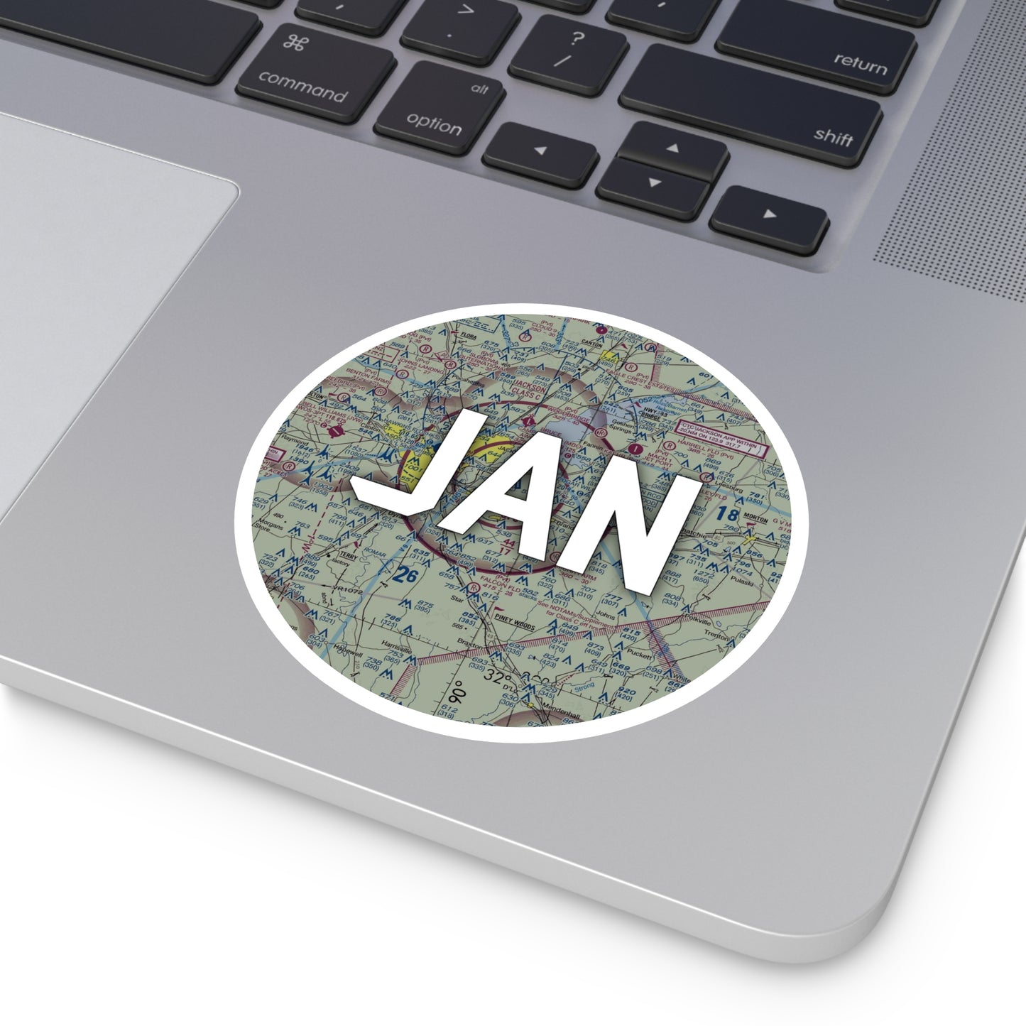 JAN Round Sticker | Jackson-Medgar Wiley Evers International Airport Sticker