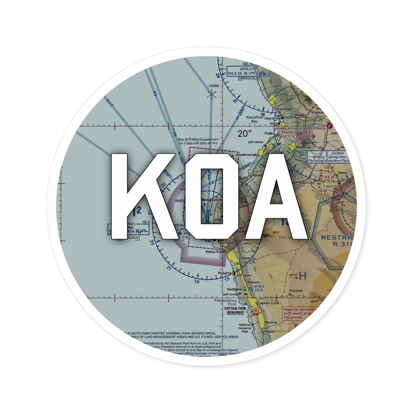 KOA Round Sticker | Ellison Onizuka Kona International At Keahole Airport Sticker