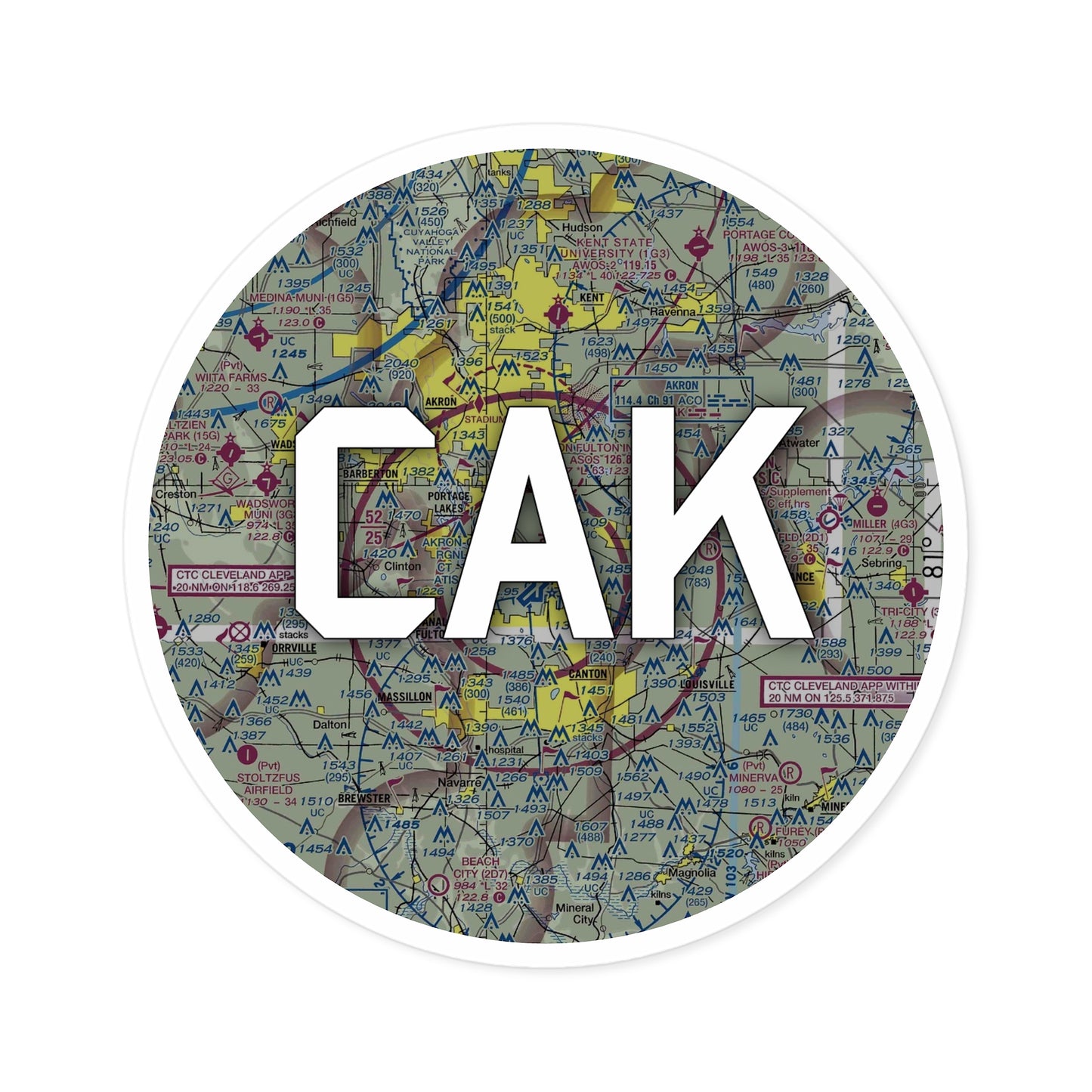 CAK Round Sticker | Akron-Canton Regional Airport Sticker