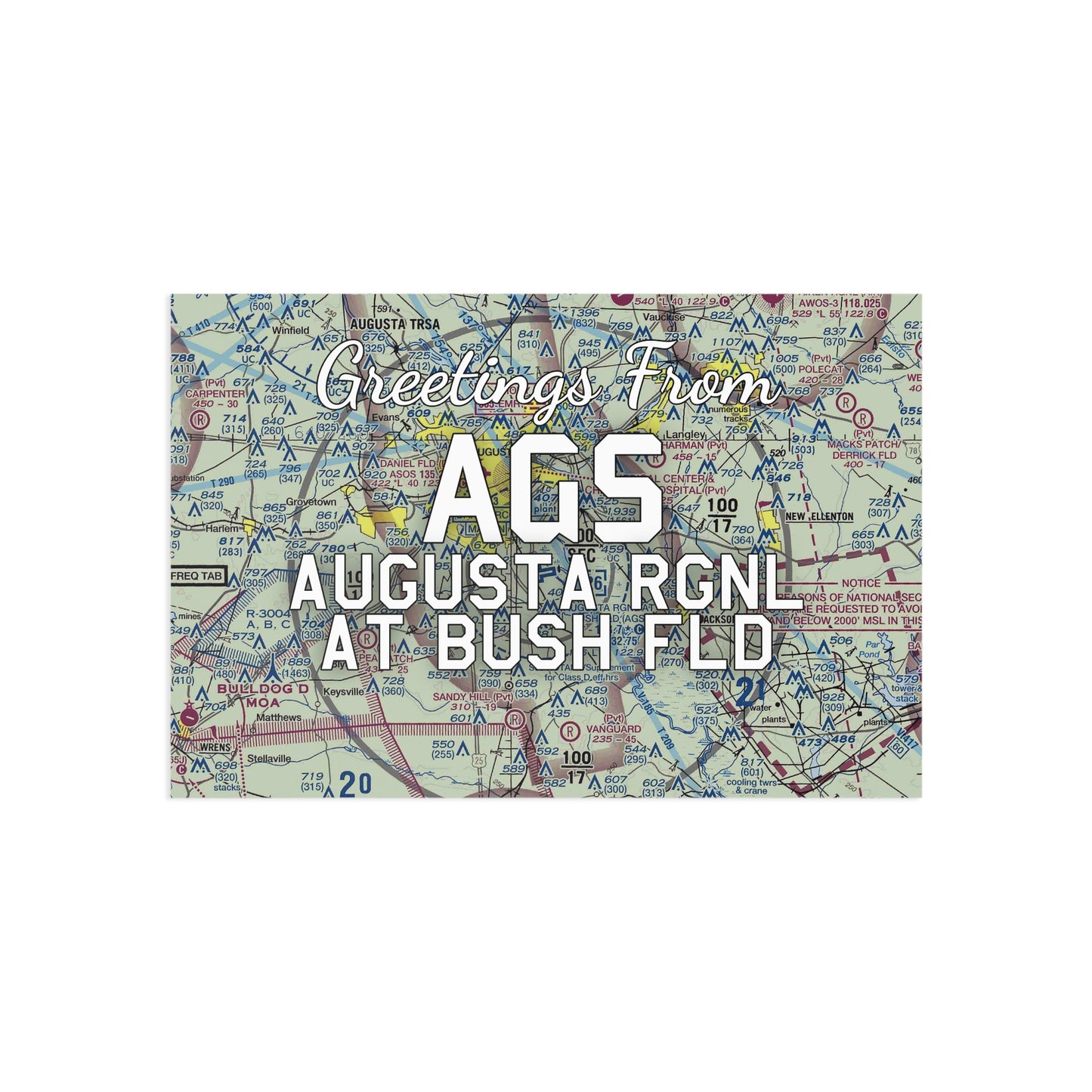 AGS Postcard | Augusta Regional At Bush Field Airport Card
