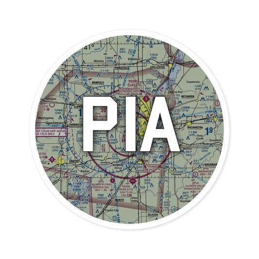 PIA Round Sticker | General Downing - Peoria International Airport Sticker