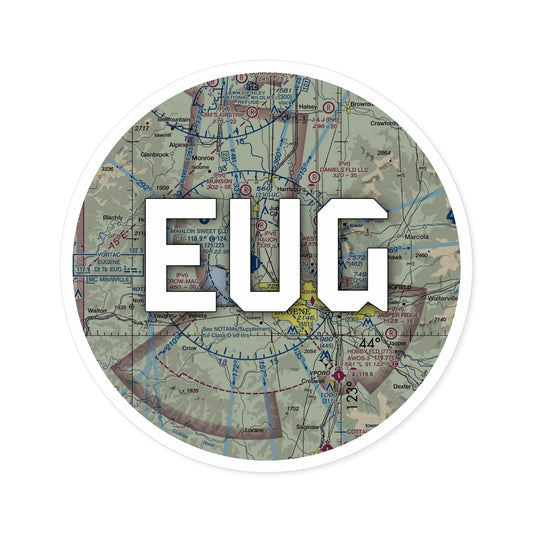 EUG Round Sticker | Mahlon Sweet Field Airport Sticker