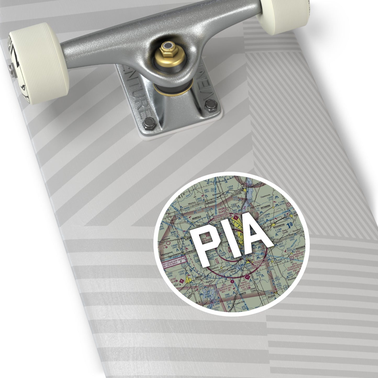 PIA Round Sticker | General Downing - Peoria International Airport Sticker