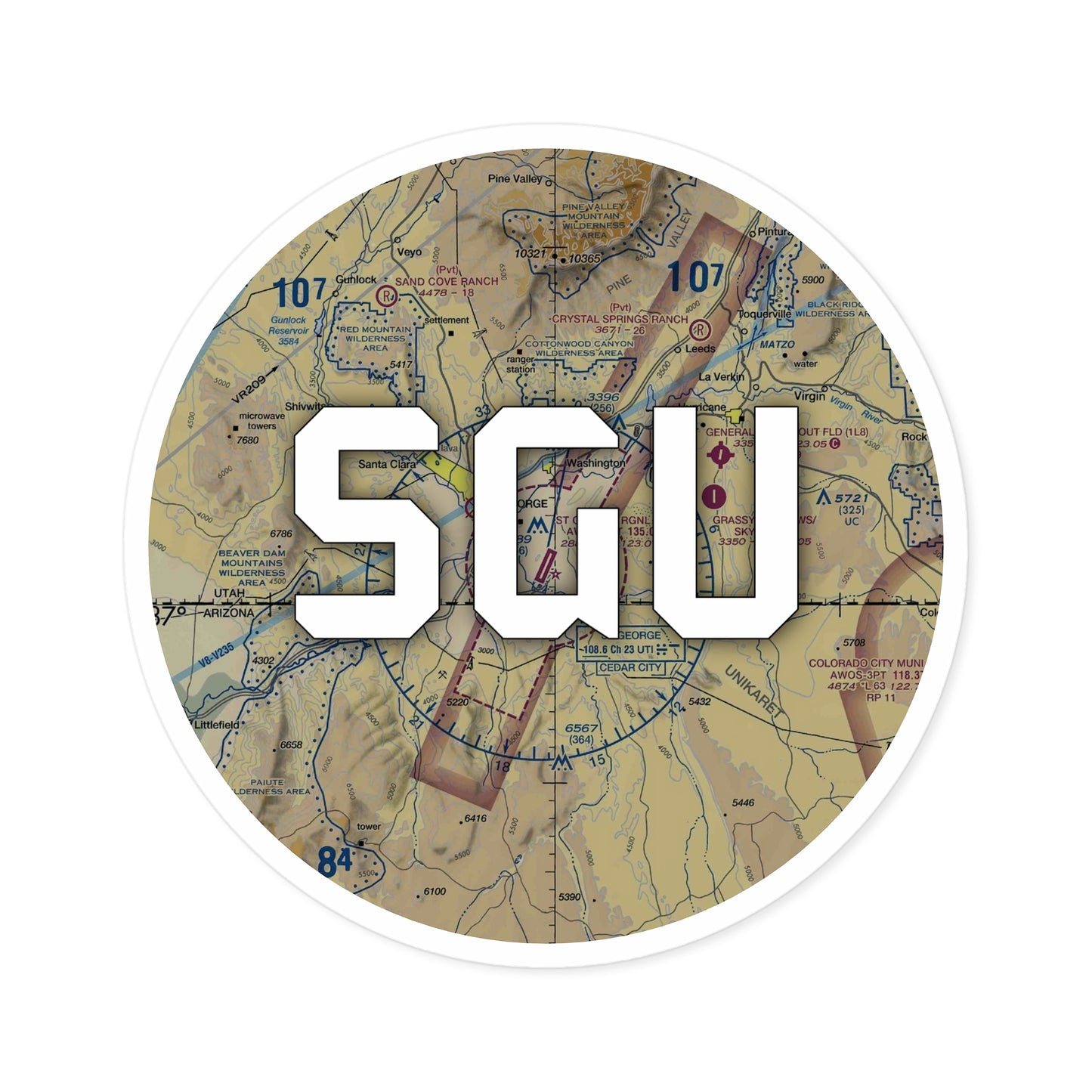 SGU Round Sticker | St George Regional Airport Sticker