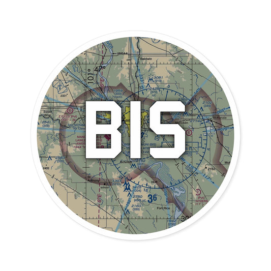 BIS Round Sticker | Bismarck Municipal Airport Sticker