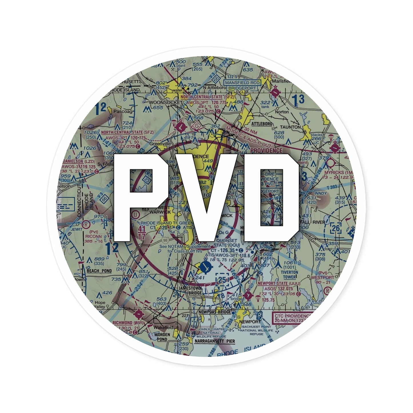 PVD Round Sticker | Rhode Island TF Green International Airport Sticker