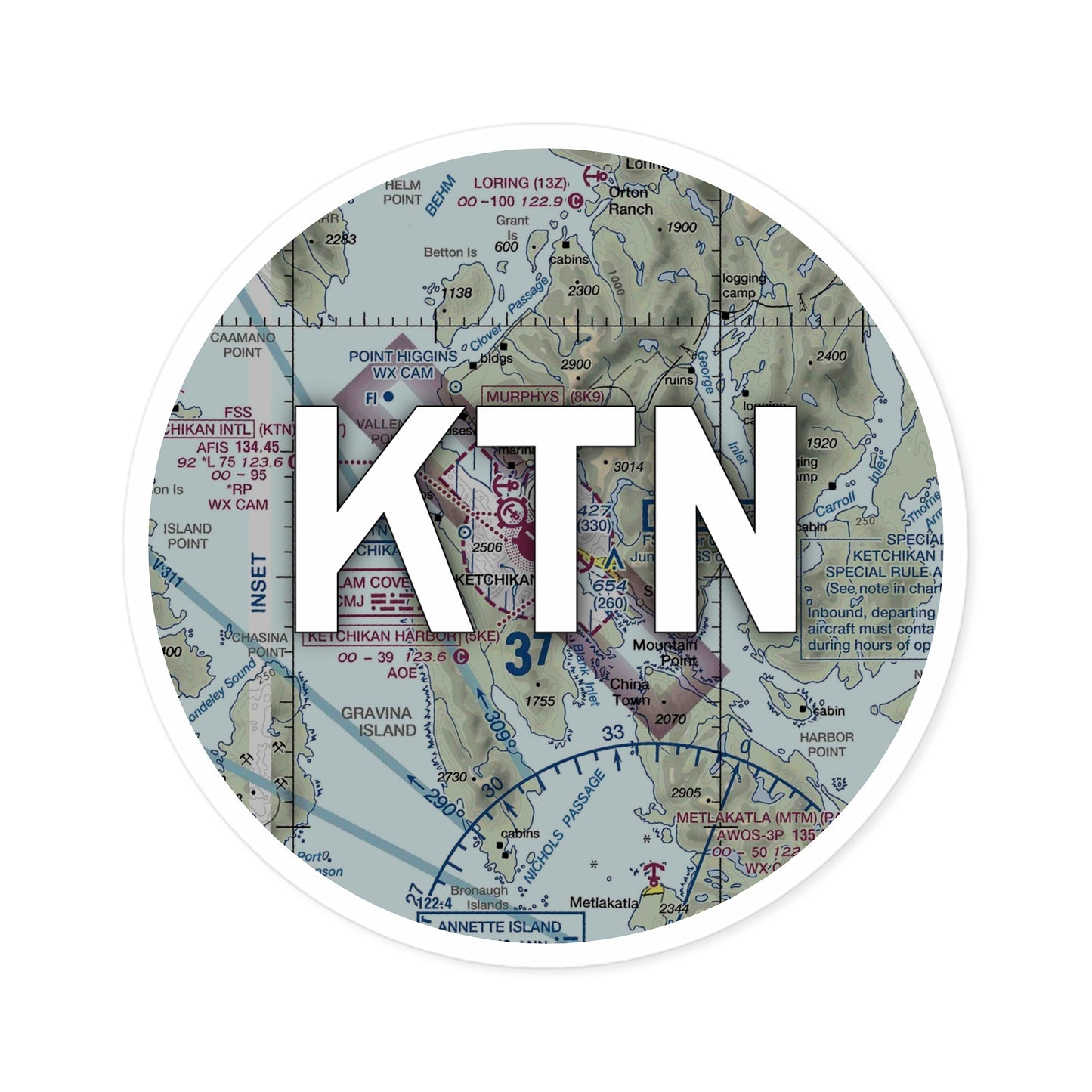 KTN Round Sticker | Ketchikan International Airport Sticker