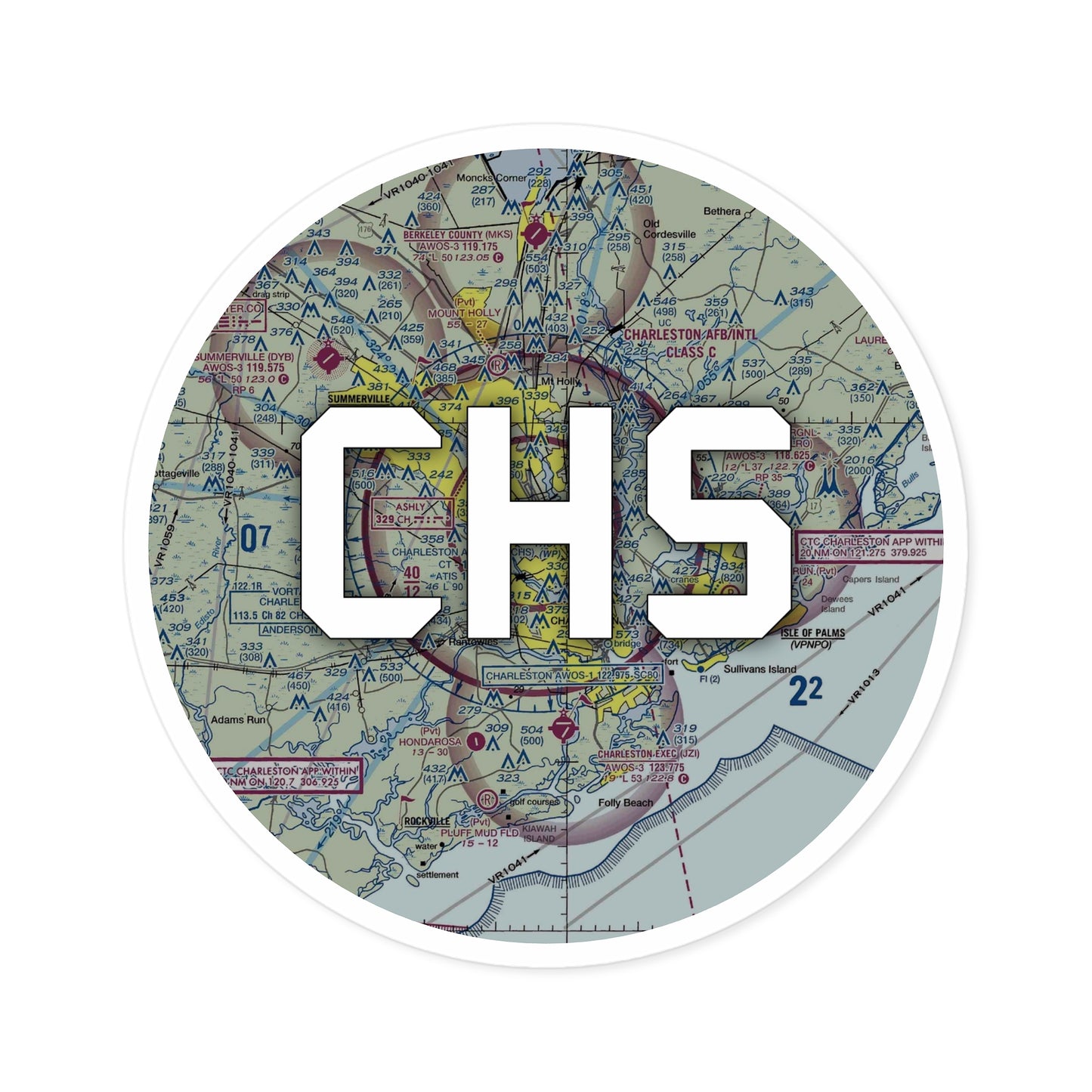 CHS Round Sticker | Charleston AFB/International Airport Sticker