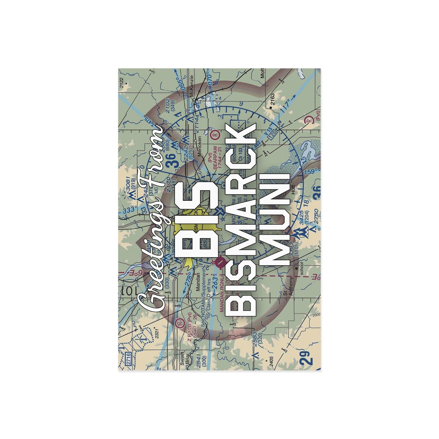BIS Postcard | Bismarck Municipal Airport Card
