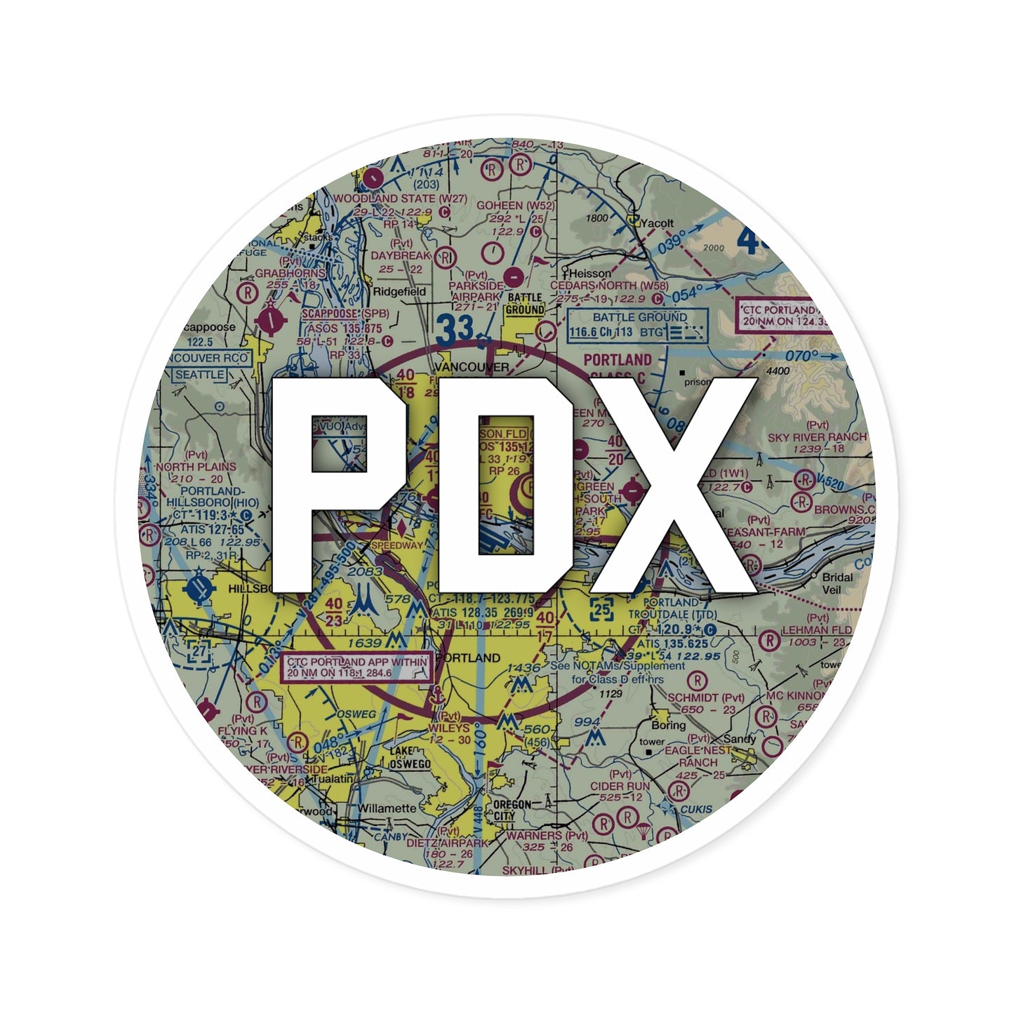 PDX Round Sticker | Portland International Airport Sticker