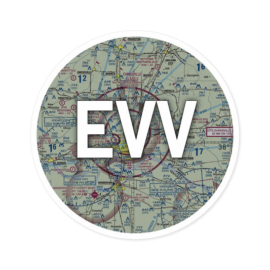 EVV Round Sticker | Evansville Regional Airport Sticker