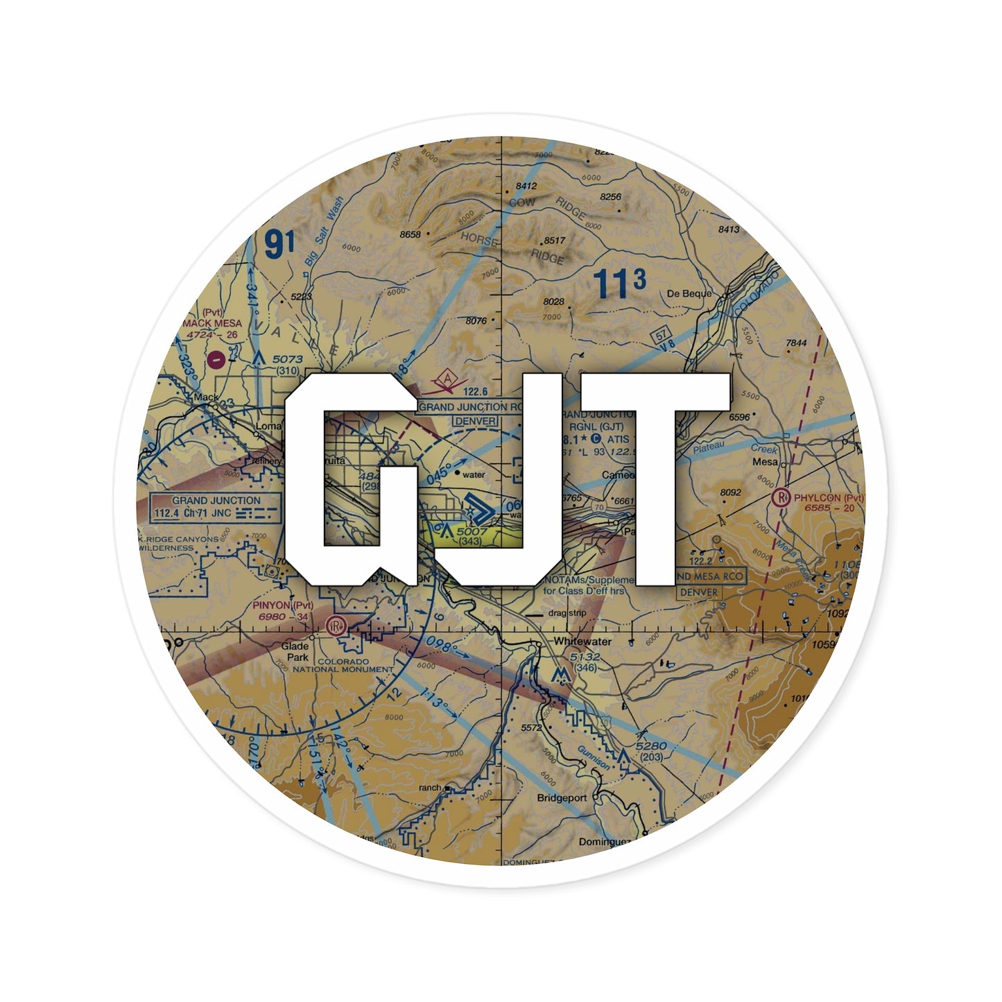 GJT Round Sticker | Grand Junction Regional Airport Sticker