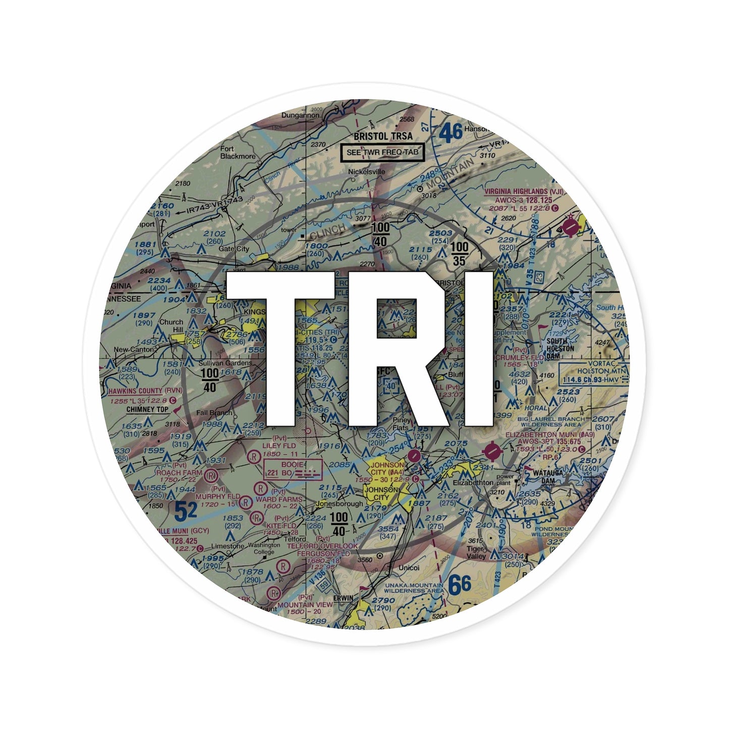 TRI Round Sticker | Tri-Cities Airport Sticker