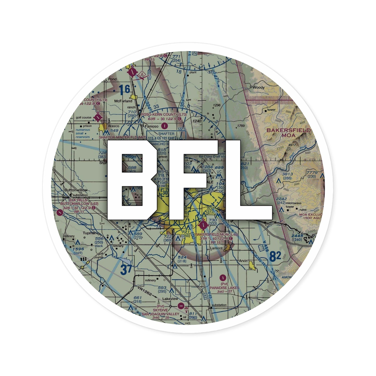 BFL Round Sticker | Meadows Field Airport Sticker