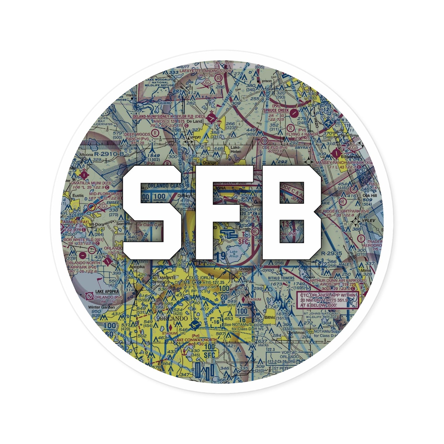 SFB Round Sticker | Orlando Sanford International Airport Sticker