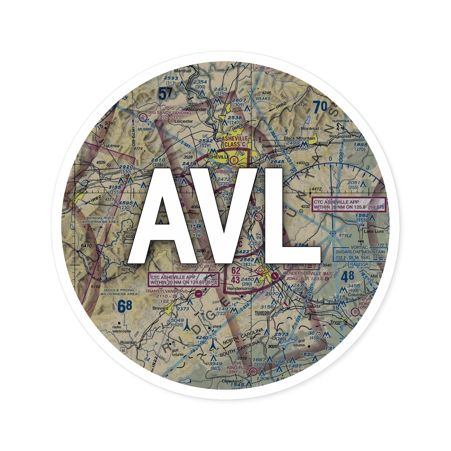 AVL Round Sticker | Asheville Regional Airport Sticker