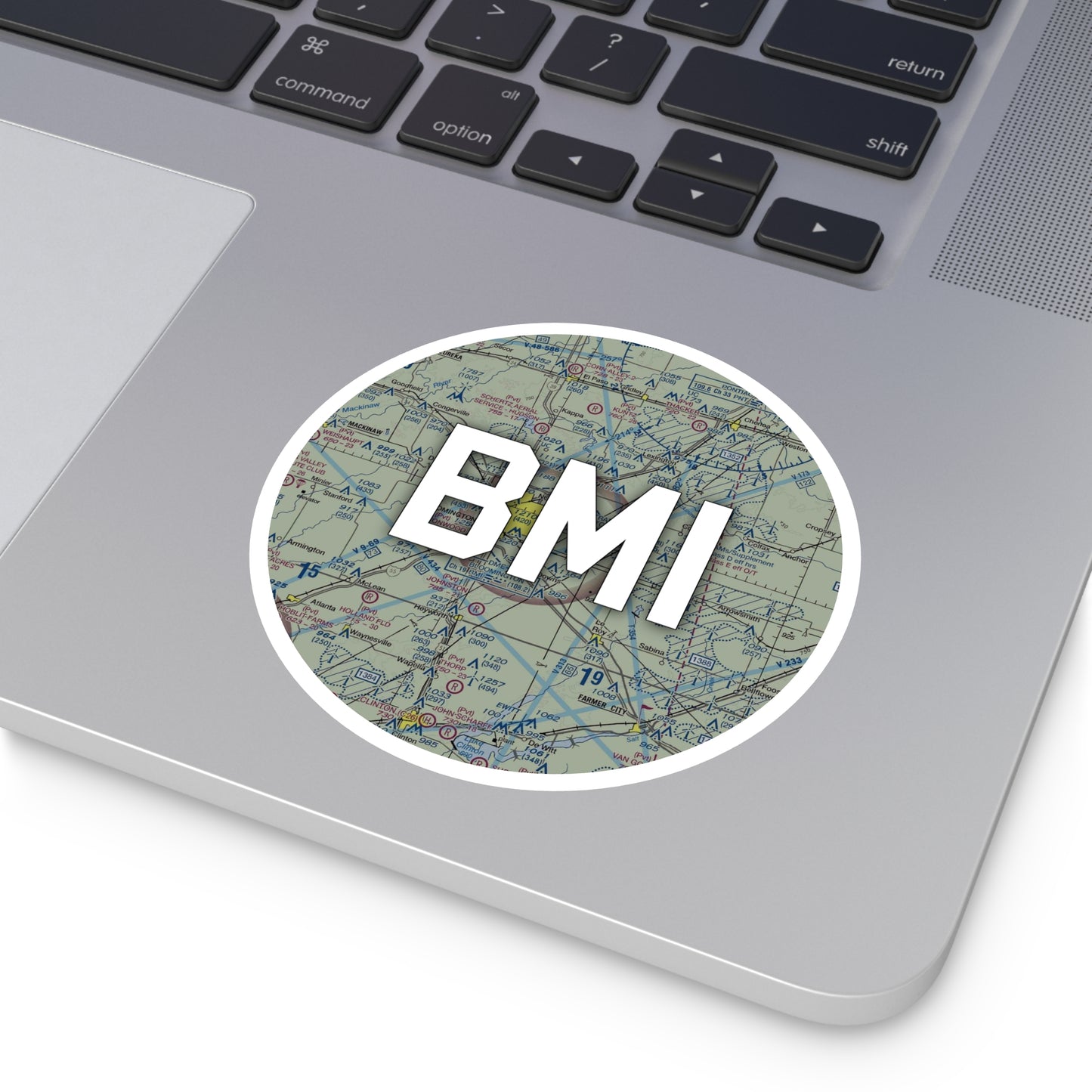 BMI Round Sticker | Central Il Regional/Bloomington-Normal Airport Sticker