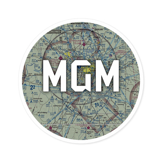 MGM Round Sticker | Montgomery Regional (Dannelly Field) Airport Sticker