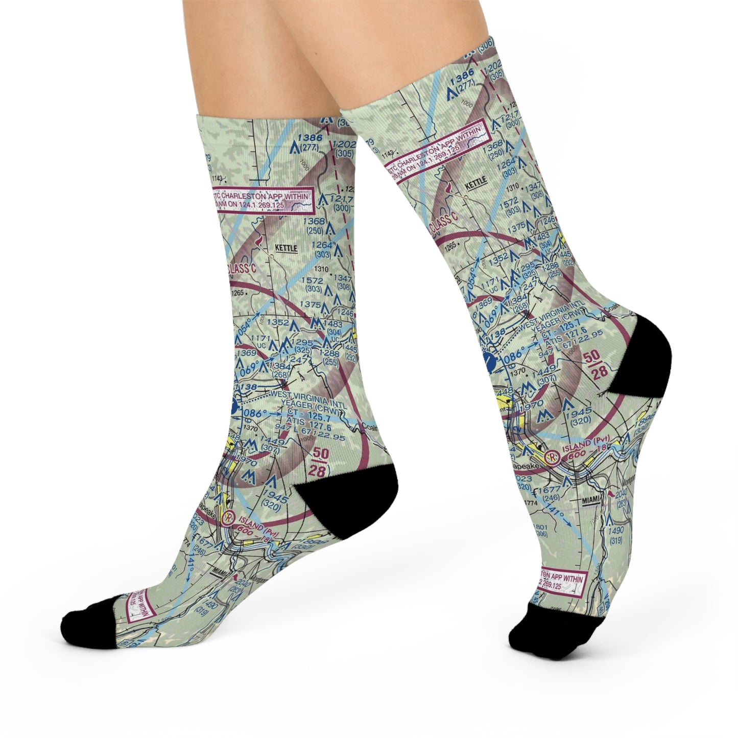 CRW Cushioned Crew Socks | West Virginia International Yeager Airport Socks